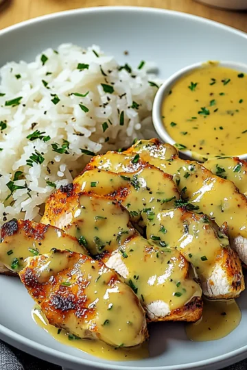 Honig Senf Hähnchen mit Reis